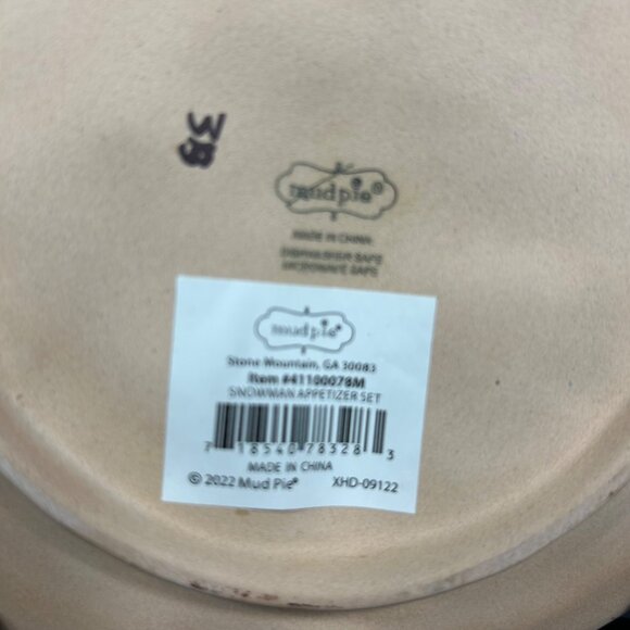 Mud Pie Snowman Cookie Plate 6.25"‎ Ceramic White - Picture 7 of 9